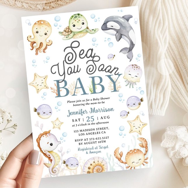 Invitation Sea You Soon Baby Shower Ocean Gender Neutral (Créateur téléchargé)