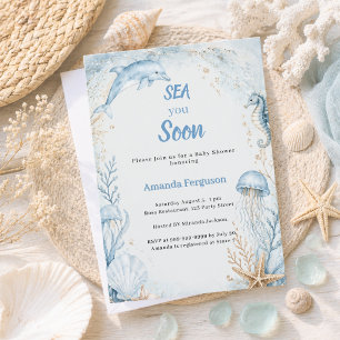 Invitation Sea you Soon Blue Boy Baby Shower