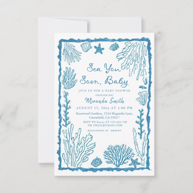 Invitation Sea You Soon Coastal Baby Shower (Devant)