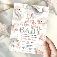 Sea You Soon Fille Baby Shower Boho Floral Océan