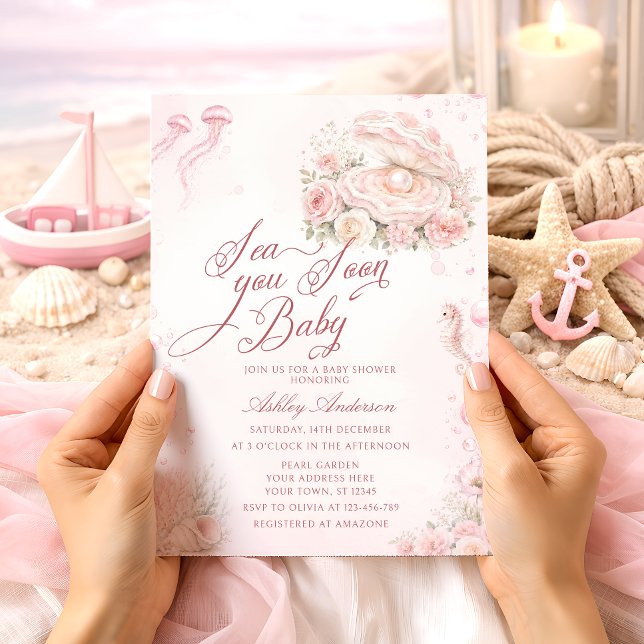 Invitation Sea You Soon Fille Côtière Baby Shower (Créateur téléchargé)