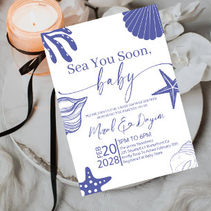 Invitation Sea You Soon Garçon Coquille Saint-Jacques Bleue B