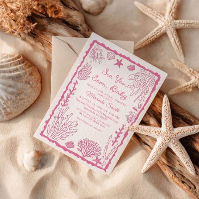 Invitation Sea You Soon Girl Coastal Baby Shower (Créateur téléchargé)