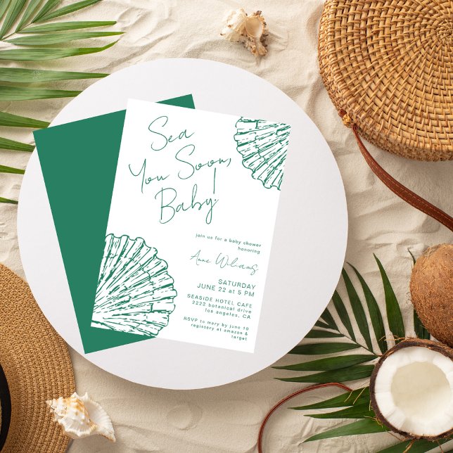 Invitation Sea You Soon Marine Blue Coastal Baby Shower (Créateur téléchargé)
