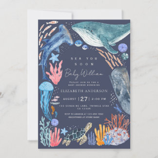 Invitation Sea You Soon Ocean Animals Boy Baby Shower