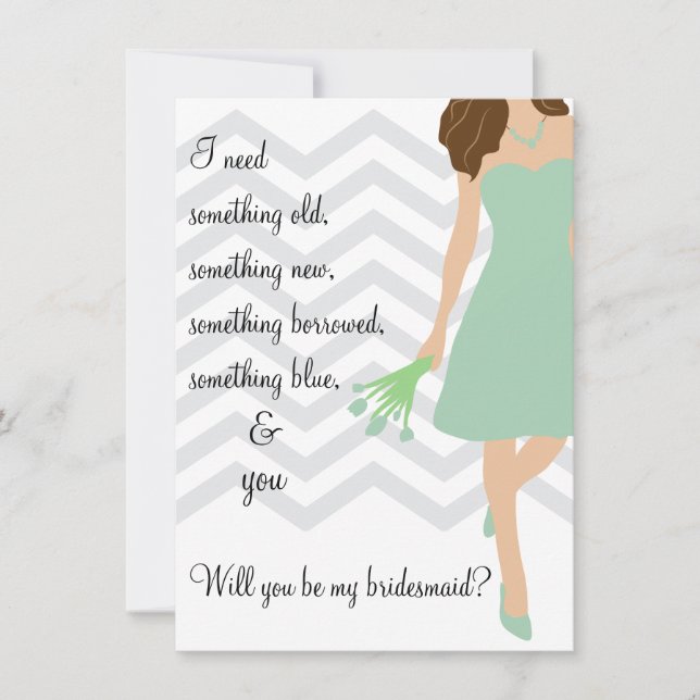 Invitation Seafoam Mint Chevron Serez-Vous Ma Femme D'Accueil (Devant)