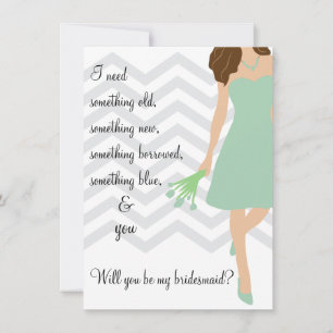Invitation Seafoam Mint Chevron Serez-Vous Ma Femme D'Accueil