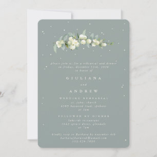 Invitation Seafoam Snowberry+Eucalyptus Mariage répétition