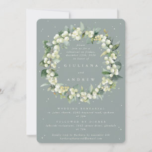 Invitation Seafoam Snowberry+Eucalyptus Mariage répétition