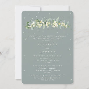 Invitation Seafoam Snowberry+Eucalyptus Mariage répétition
