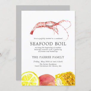 Invitation Seafood Boil Theme Party Grey