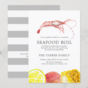 Invitation Seafood Boire Theme Party  Gris