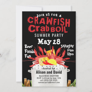Invitation Seafood Crab Crawfish Boire Été BBQ Party