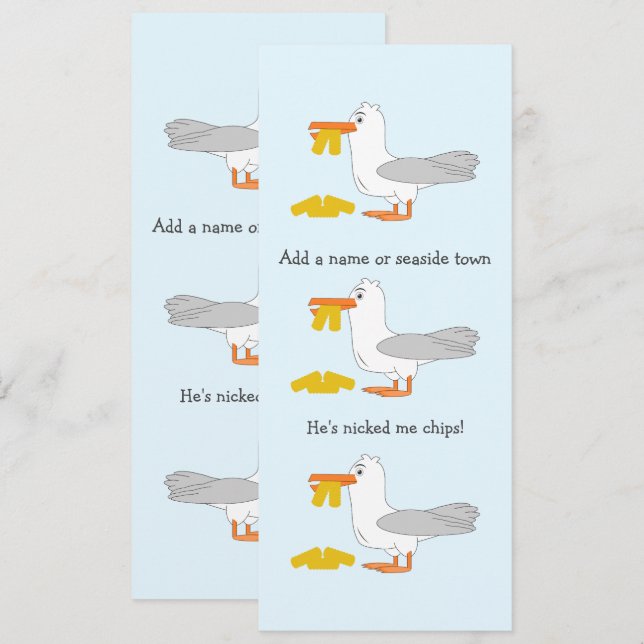 Invitation Seagull Il m'a Nicked Chips Ville personnalisée (Devant / Derrière)