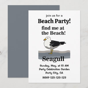Invitation Seagull Me Trouve Au Beach Funny Beach Party