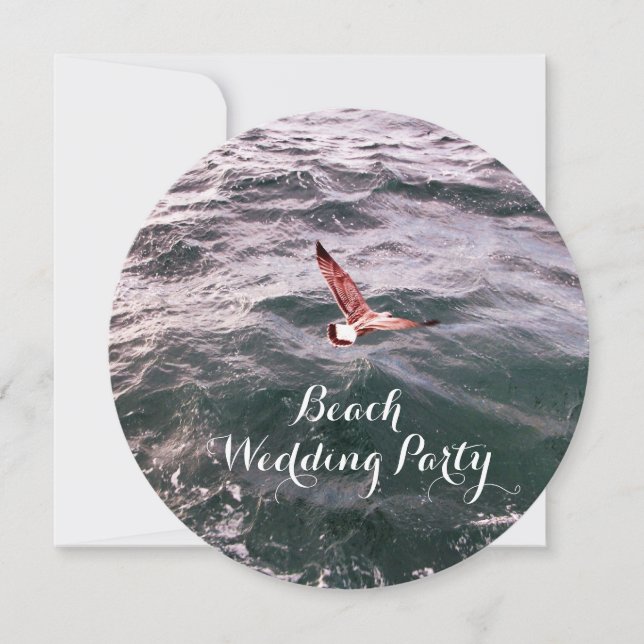 INVITATION SEAGULL VOL AU-DESSUS DES VAGUES PLAGE MARIAGE (Devant)
