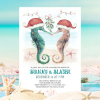 Seahorse Kiss Coastal Christmas Couples Douche
