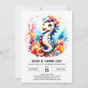 Invitation Seahorse Serenade Océanique Anniversaire