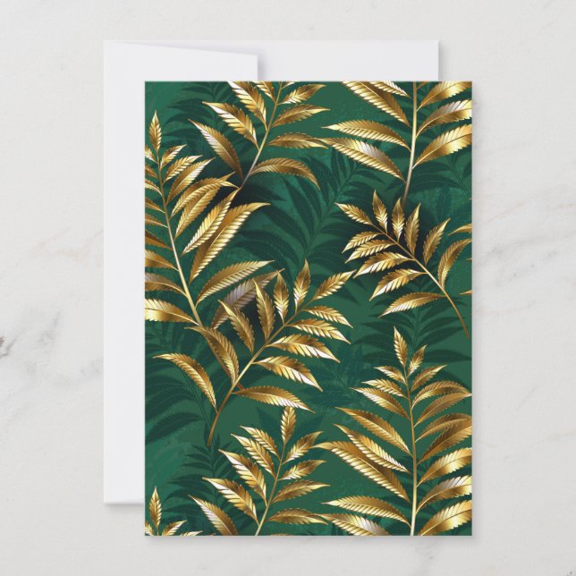 Invitation Seamless pattern with golden ferns (Devant)