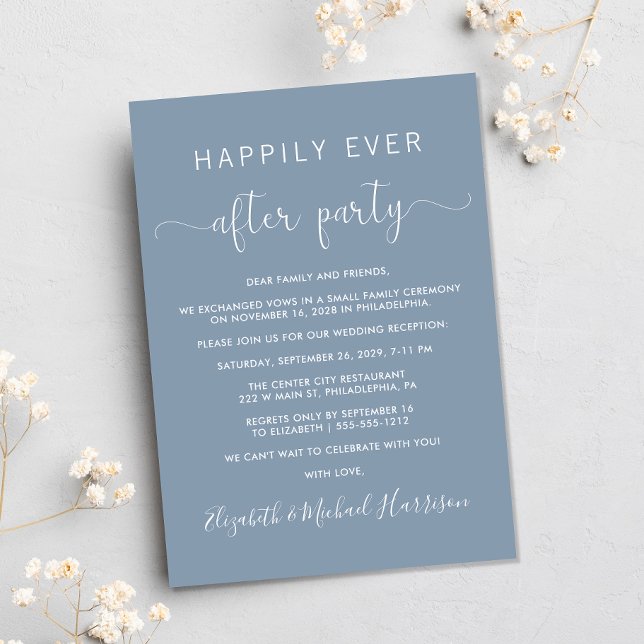 Invitation Séance photo Happily Ever After Réception Dusty Bl (Your love story deserves a grand celebration!)