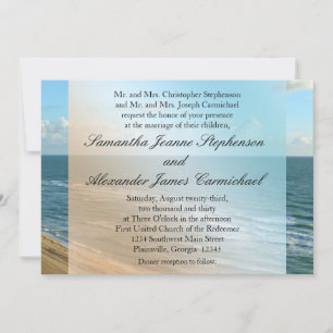 Invitation Seascape Beach Mariage Océan Bleu