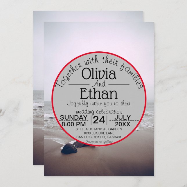 Invitation Seascape Beach Shore Marine Mariage d'été (Devant / Derrière)