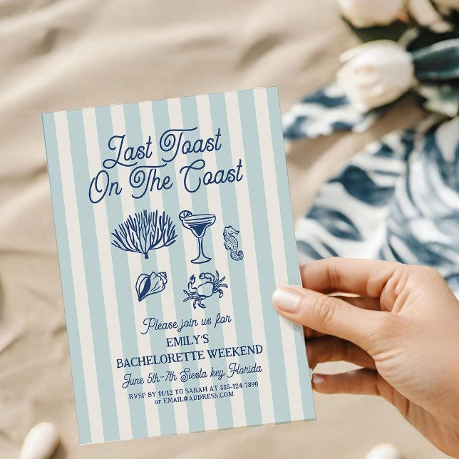 Invitation Seashell Dernière côte toast Bachelorette Week-end (Créateur téléchargé)