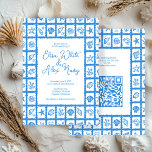 Invitation Seashell Grid Beach Wedding Code QR PERSONNALISÉ<br><div class="desc">Carte parfaite pour une faire-part de mariage amusante ! L'art fait main pour vous ! Parfait pour un mariage, une douche de nage en bord de mer, une fête de bachelorette, une fête de fiançailles ou un anniversaire. ENTIÈREMENT PERSONNALISABLE ! Cliquez sur "Personnaliser" ci-dessus pour modifier le texte des deux...</div>