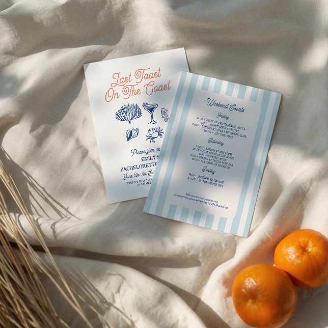 Invitation Seashell Last toast coast Bachelorette Weekend (Créateur téléchargé)
