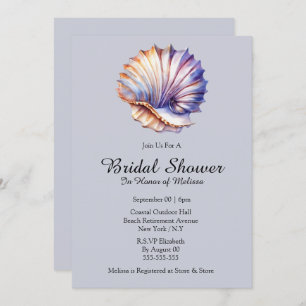 Invitation Seashell nautique plage nuptiale douche bleu pouss