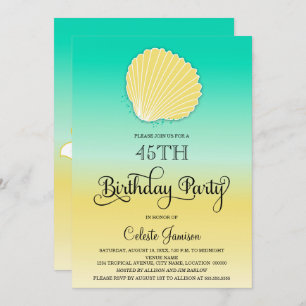 Invitation Seashell Sand and and Sea Color Ombre fête d'anniv