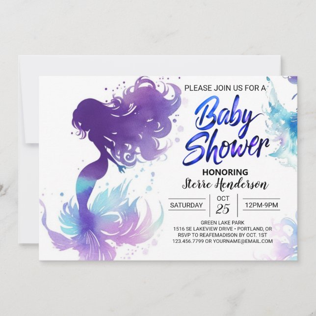 Invitation Seashell Serenade : Baby shower de sirène (Devant)