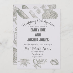 Invitation Seashell Soft Antique Art Beach Shops