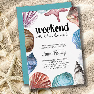 Invitation Seashell Watercolor Bachelorette Beach Week-end