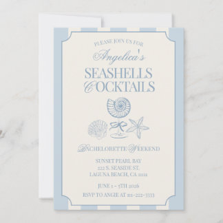 Invitation Seashells & Cocktails Bachelorette Itinerary and