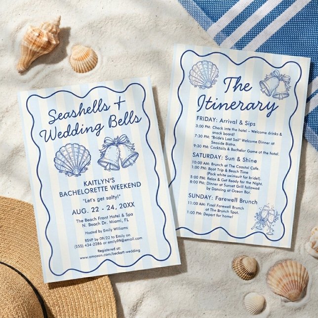 Invitation Seashells & Wedding Bells Bachelorette Itinerary (Créateur téléchargé)