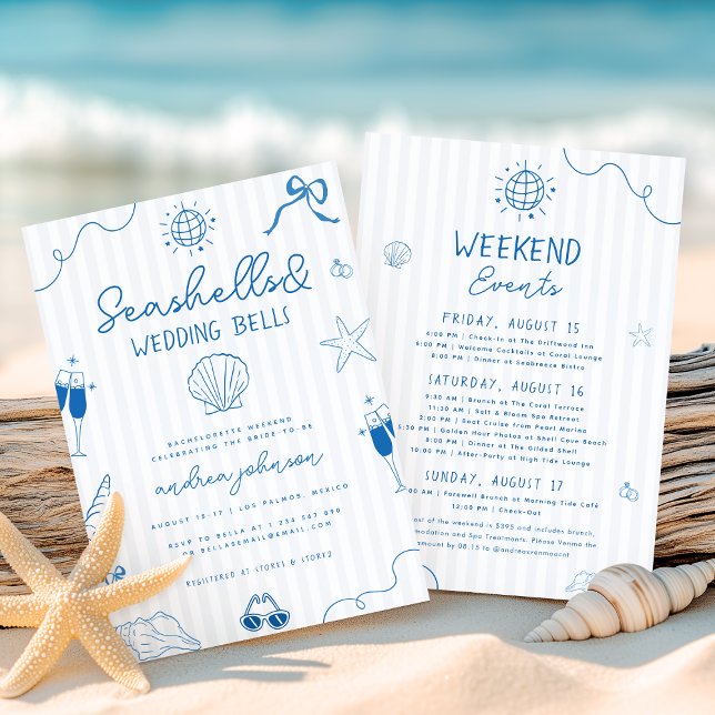Invitation Seashells & Wedding Bells Hand Drawn Bachelorette (Créateur téléchargé)