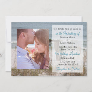 Invitation Seaside Mariage Beach Theme Photo Wedding Invite
