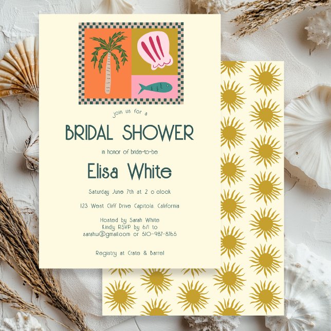 Invitation Seaside Soiree Bridal Shower Moderne Mignon PERSON (Seaside Soiree Bridal Shower Modern Cute CUSTOM Invitation
)