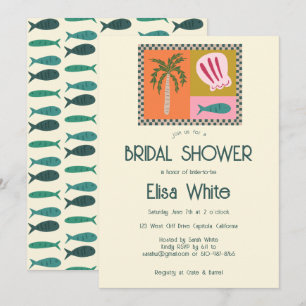 Invitation Seaside Soiree Fête des mariées Moderne Cute CUSTO