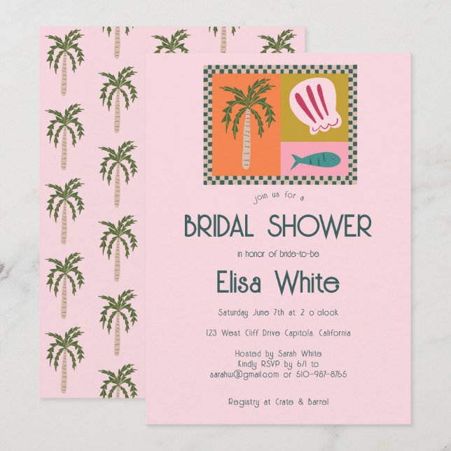Invitation Seaside Soiree Fête des mariées Moderne Cute CUSTO (Devant / Derrière)