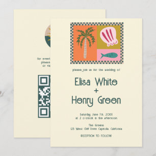 Invitation Seaside Soiree Modern Cute CUSTOM QR