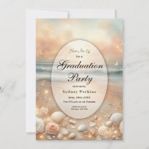 Invitation Seaside Sparkle et Sunset Dreams Graduation Party