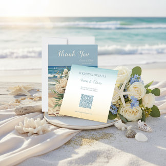 Invitation Seaside Theme Wedding QR Code Enclosure Card