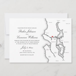 Invitation Seattle Mariage code QR tout-en-un Noir et Blanc