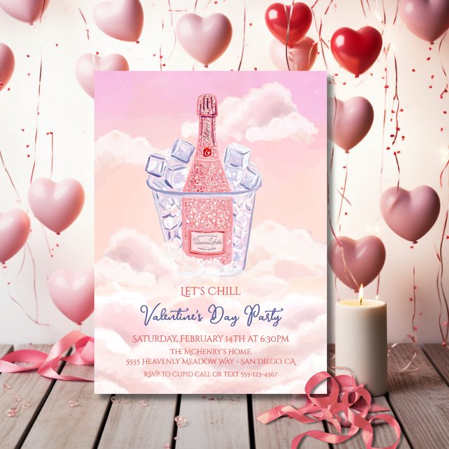 Invitation Seau de Champagne Céleste Soirée de la Saint-Valen (Créateur téléchargé)