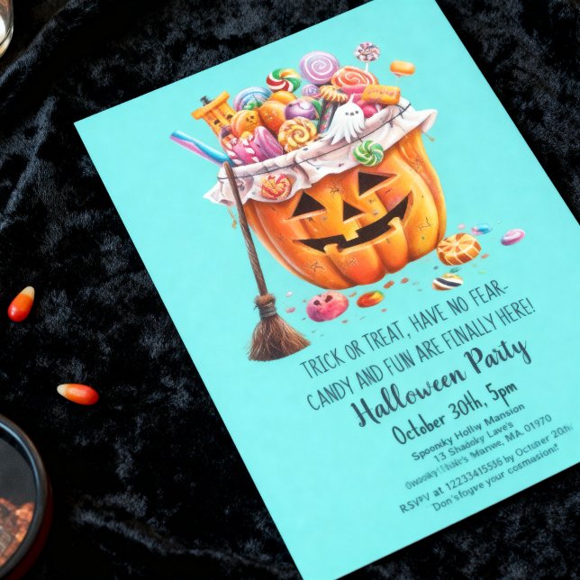 Invitation Seau de friandises de citrouille mignonne pour la  (Créateur téléchargé)