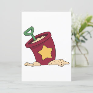 Invitation Seau de sable rouge avec étoile et pelle
