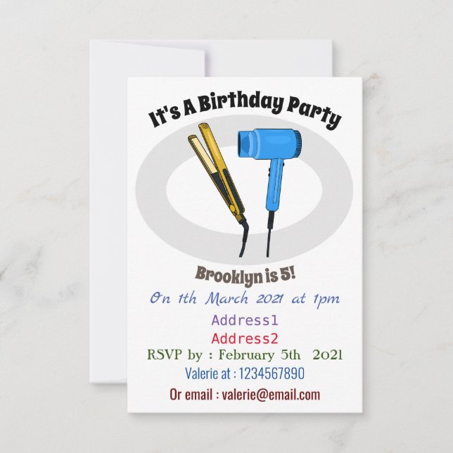 Invitation Sèche-cheveux & lisseuse-cheveux illustration (Devant)