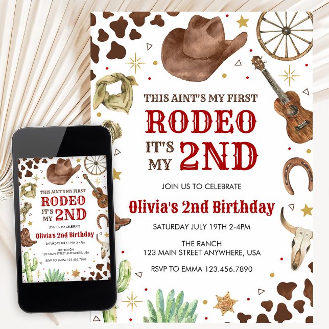 Invitation Second Rodeo Western Cowboy 2nd Birthday (Créateur téléchargé)